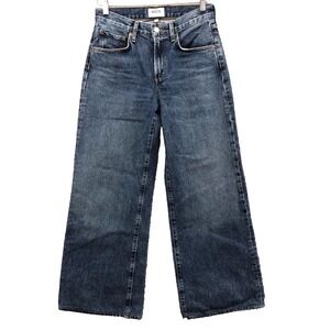 Agolde Clara Wide Leg Jeans Womens 24 00 Blue Denim Organic Cotton Mid Rise